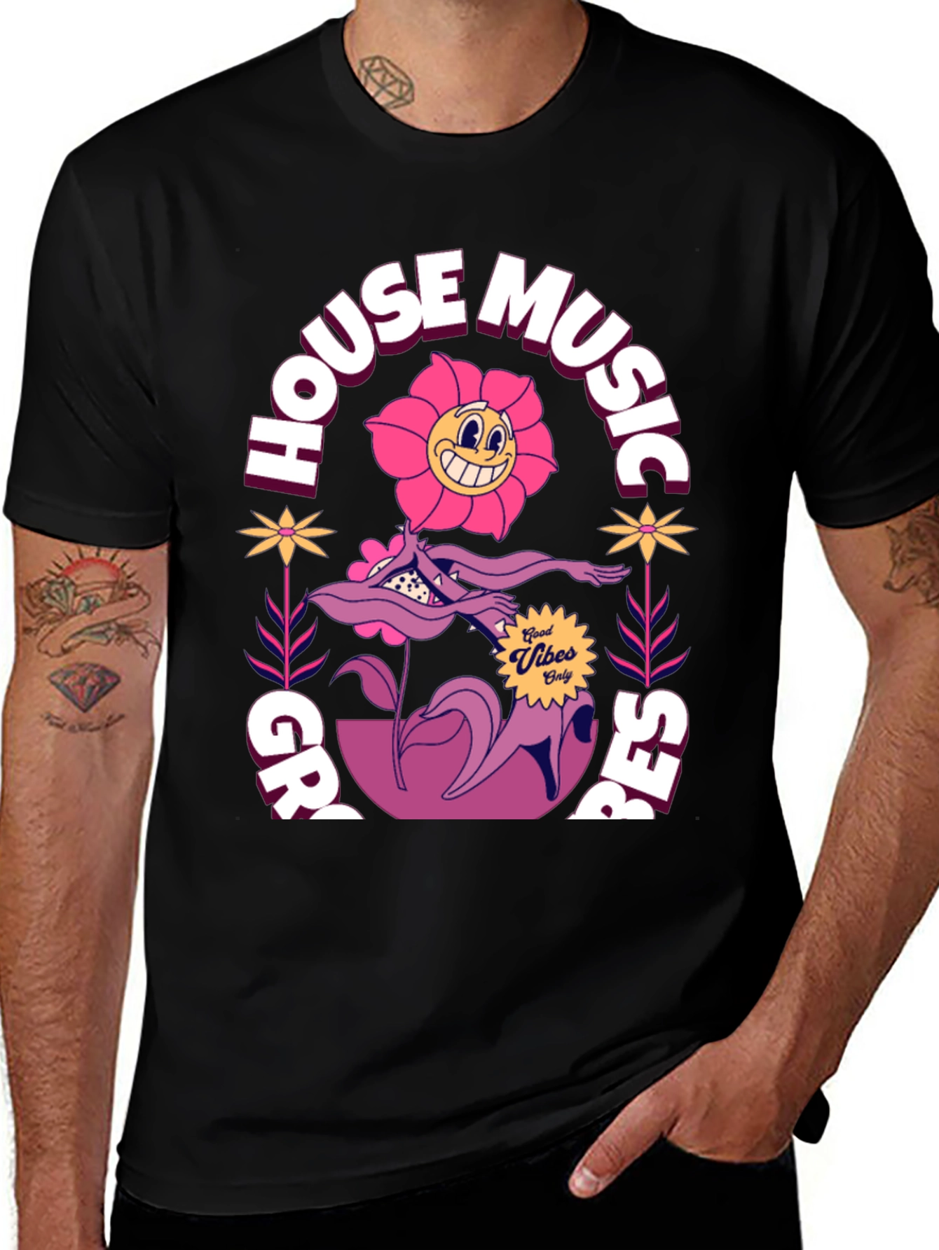 Groovy House Music Graphic T-Shirt