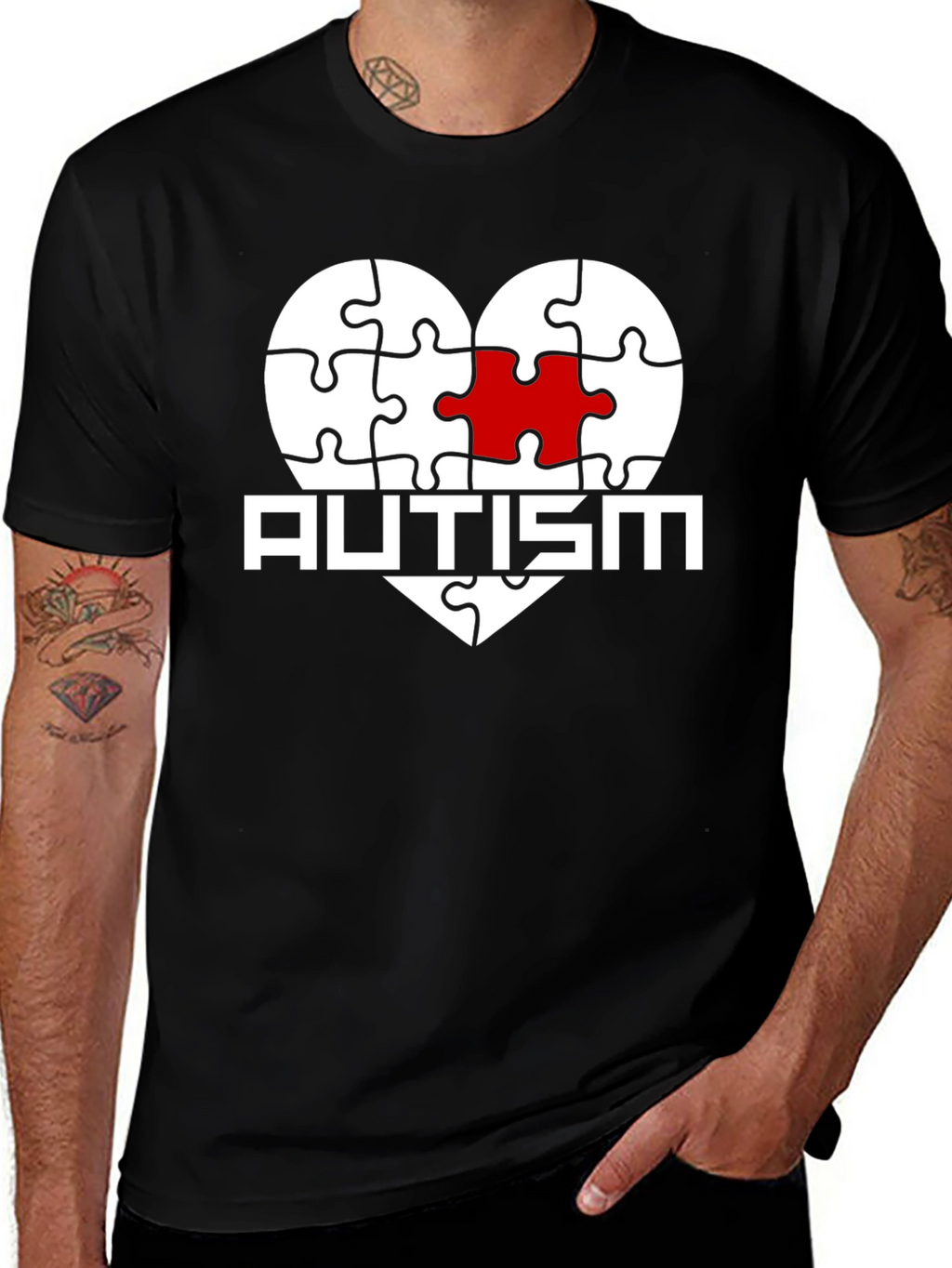 Autism Awareness Puzzle Heart Graphic T-Shirt