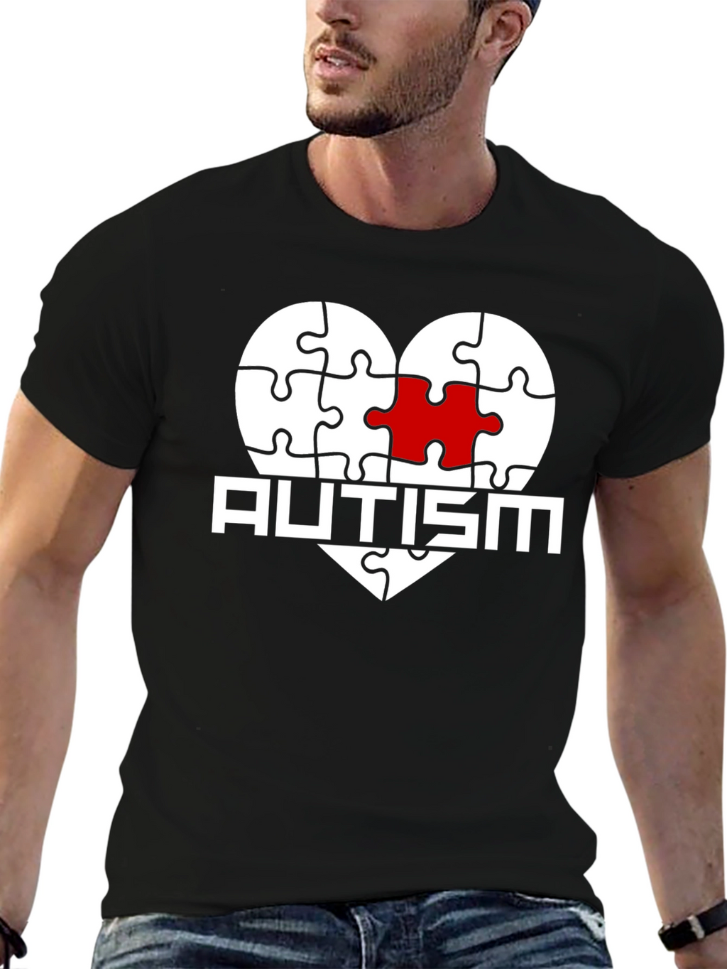 Autism Awareness Puzzle Heart Graphic T-Shirt