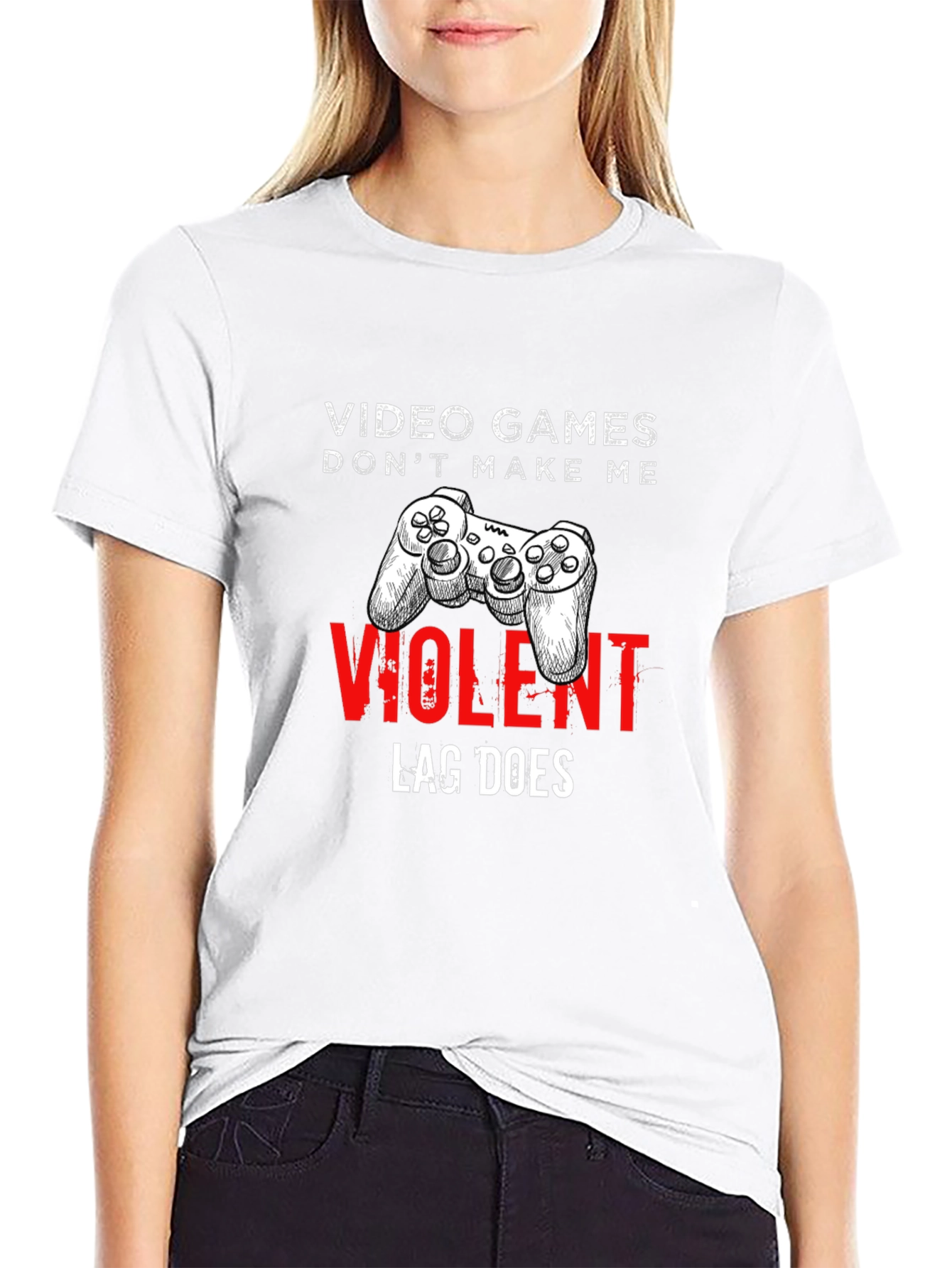 Video Games Dont Make Me Violent Graphic Tee