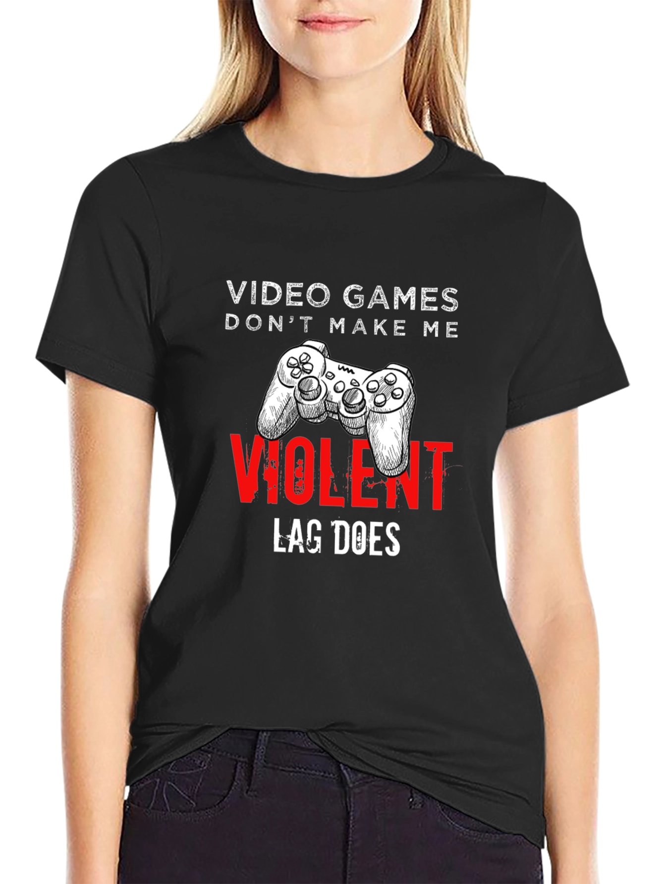 Video Games Dont Make Me Violent Graphic Tee