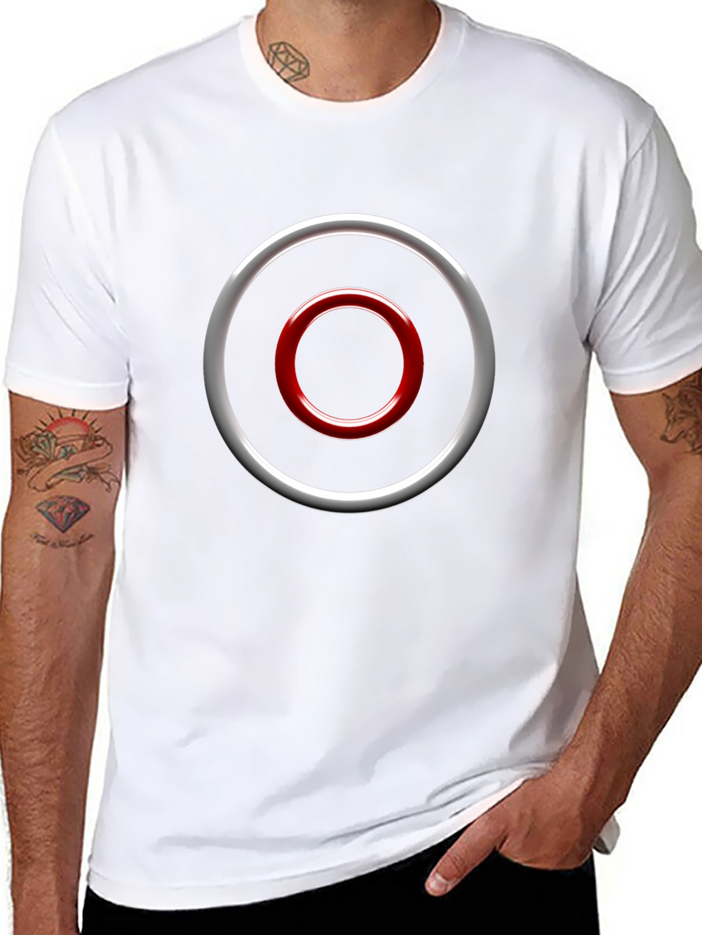 Abstract Circle Graphic Tee - Casual Black T-Shirt
