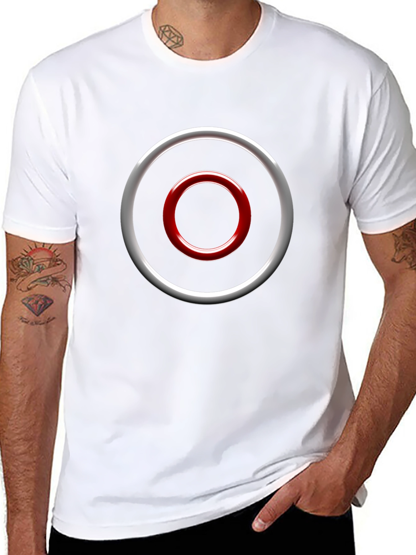 Abstract Circle Graphic Tee - Casual Black T-Shirt