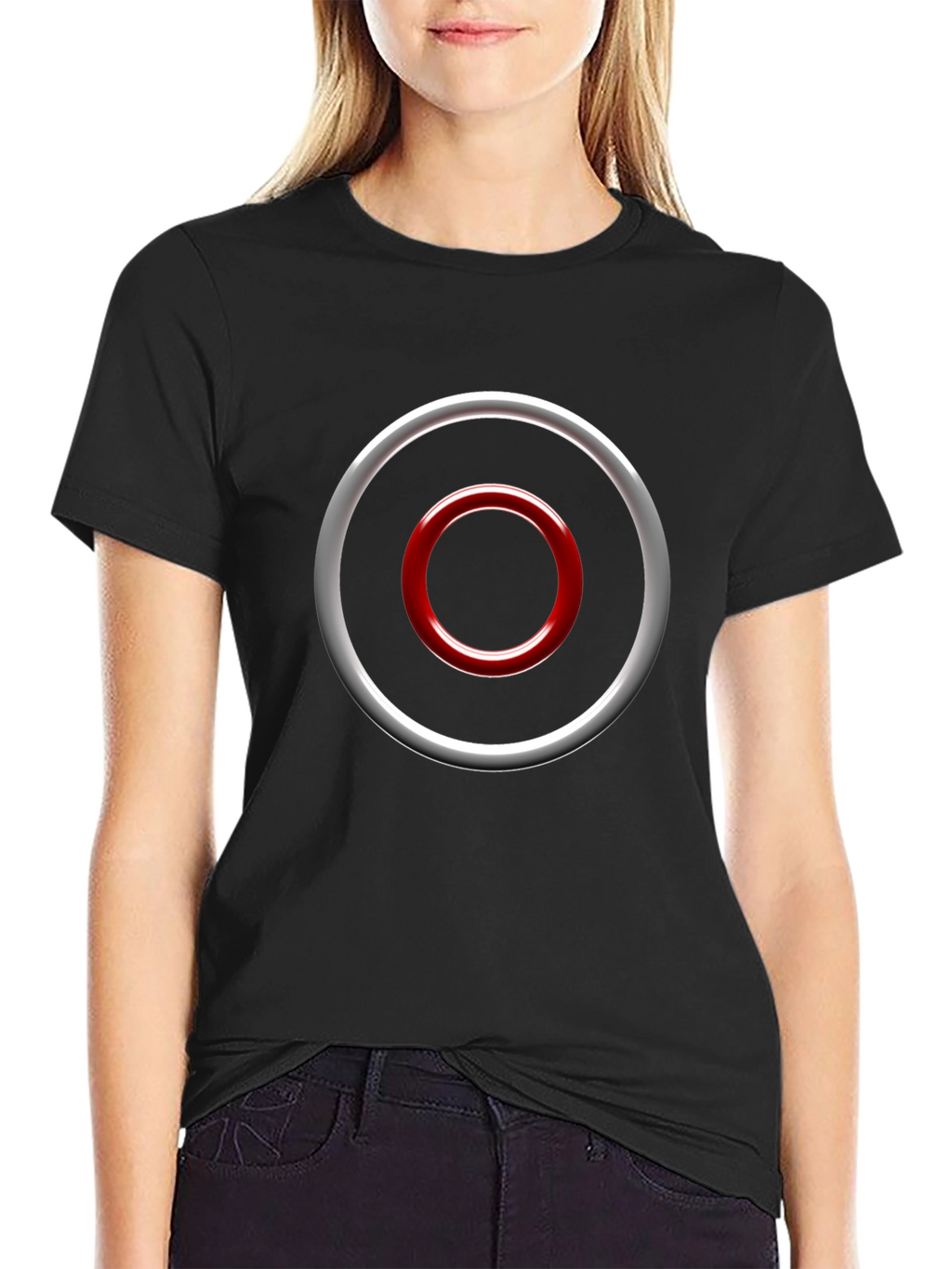 Abstract Circle Graphic Tee - Casual Black T-Shirt