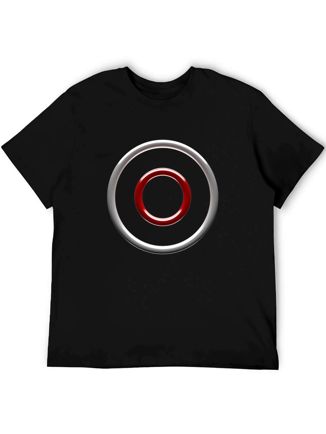Abstract Circle Graphic Tee - Casual Black T-Shirt