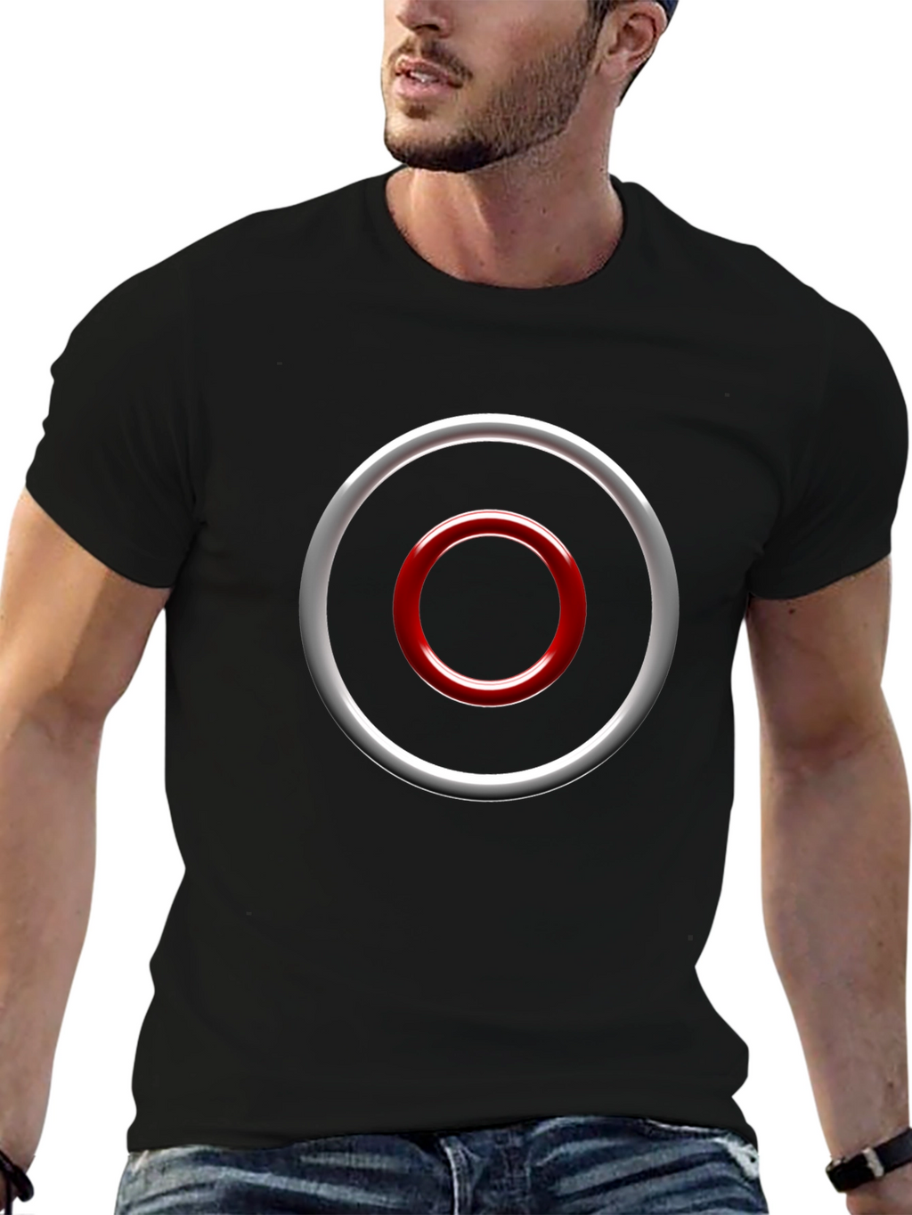 Abstract Circle Graphic Tee - Casual Black T-Shirt