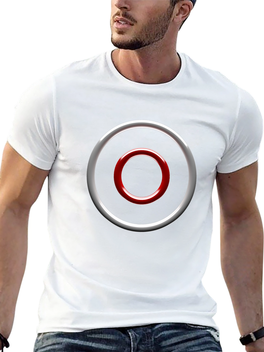 Abstract Circle Graphic Tee - Casual Black T-Shirt