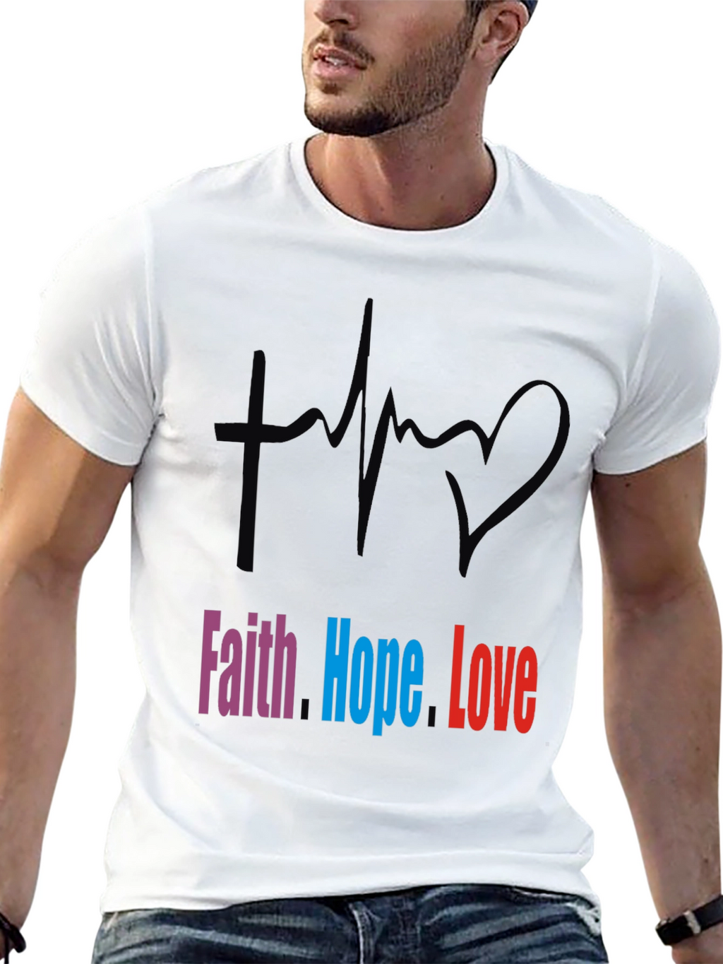 Faith Hope Love Graphic Tee - Stylish Christian T-Shirt