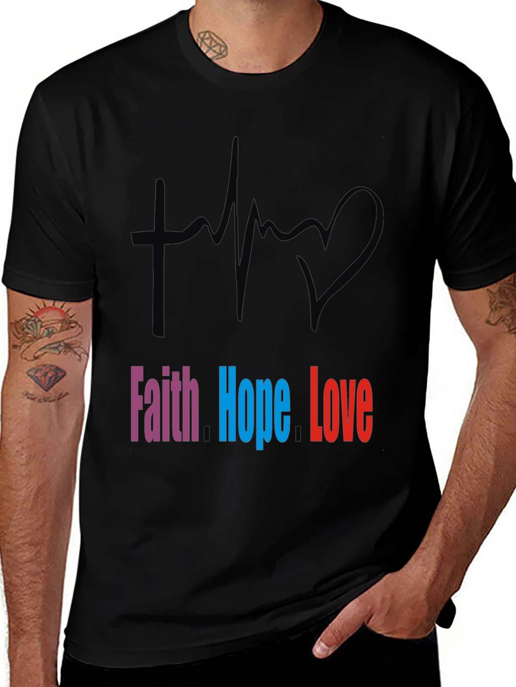 Faith Hope Love Graphic Tee - Stylish Christian T-Shirt