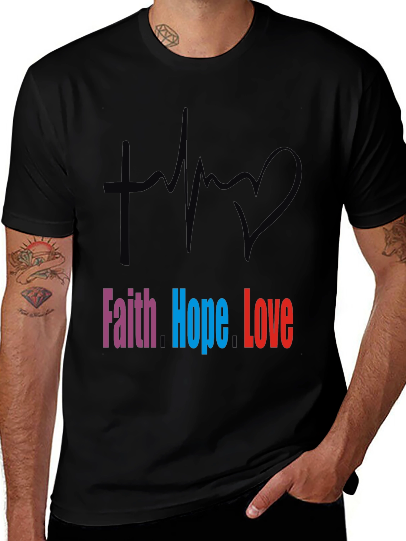 Faith Hope Love Graphic Tee - Stylish Christian T-Shirt