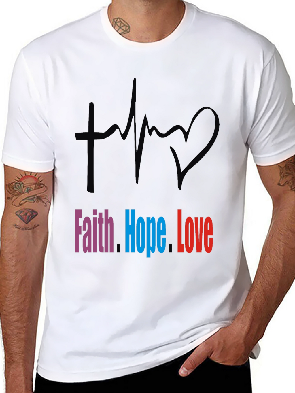 Faith Hope Love Graphic Tee - Stylish Christian T-Shirt