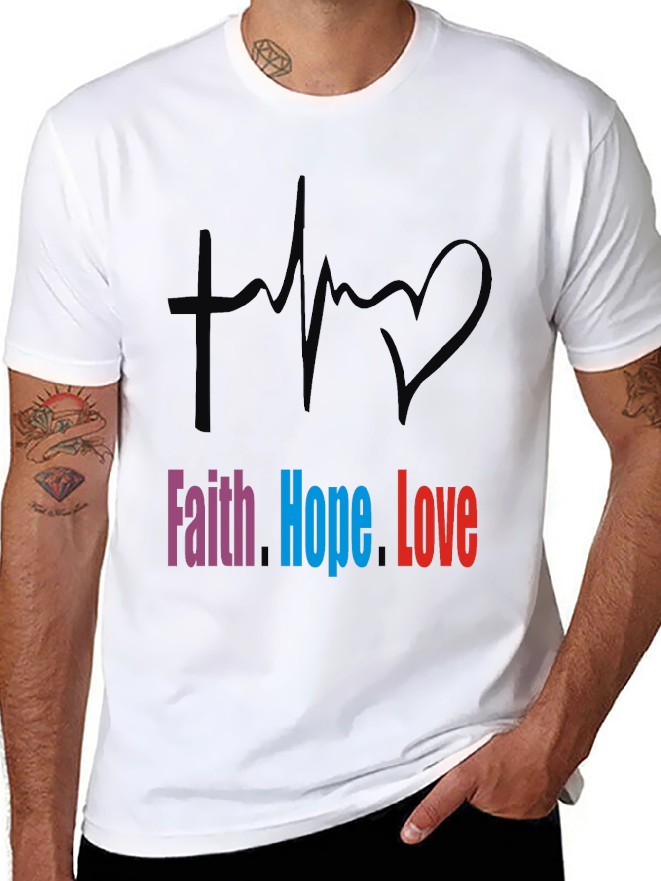 Faith Hope Love Graphic Tee - Stylish Christian T-Shirt