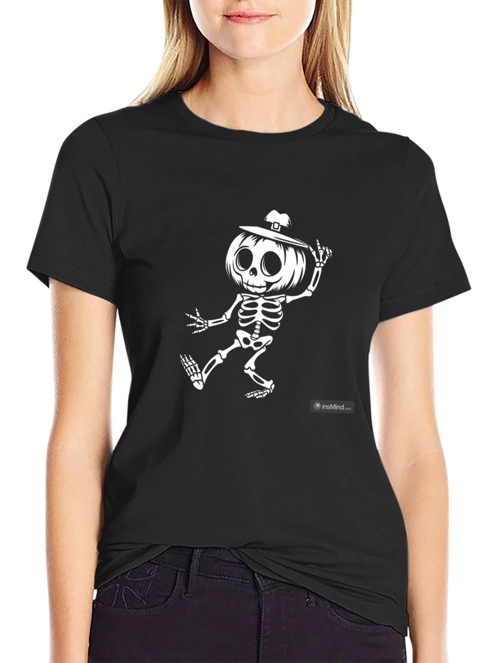 Skeleton Pumpkin Head Graphic Tee