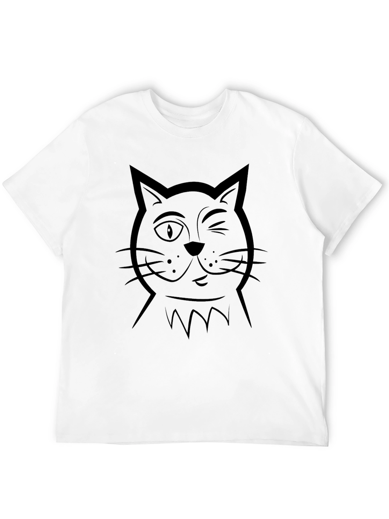 Winking Cat Graphic T-Shirt - Unisex Casual Tee