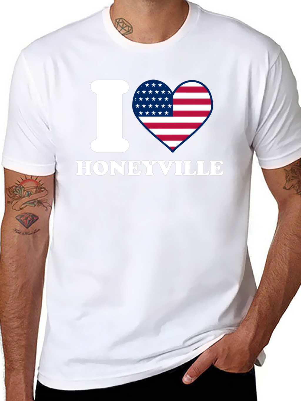 I Heart Honeyville USA Flag Graphic T-Shirt