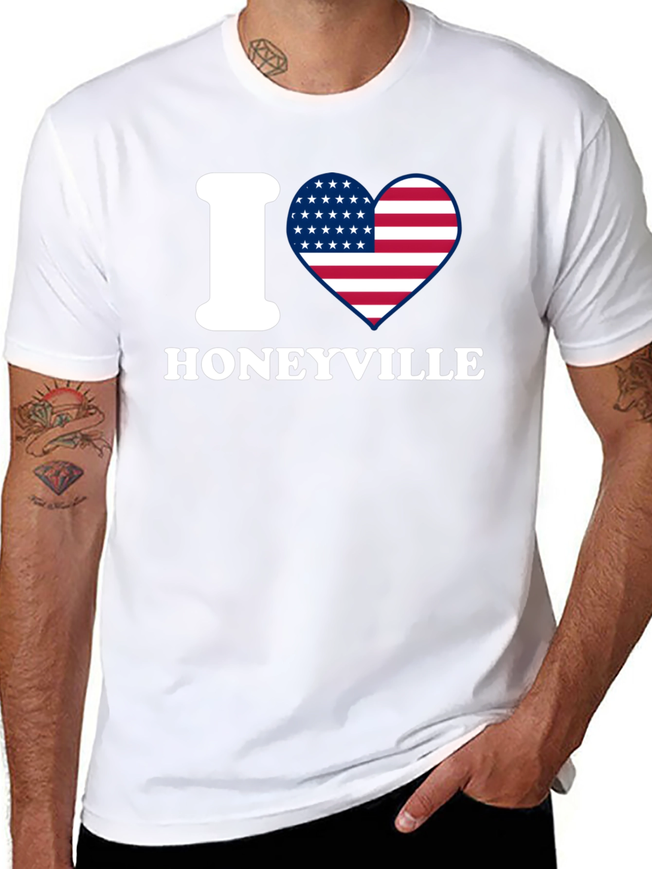 I Heart Honeyville USA Flag Graphic T-Shirt