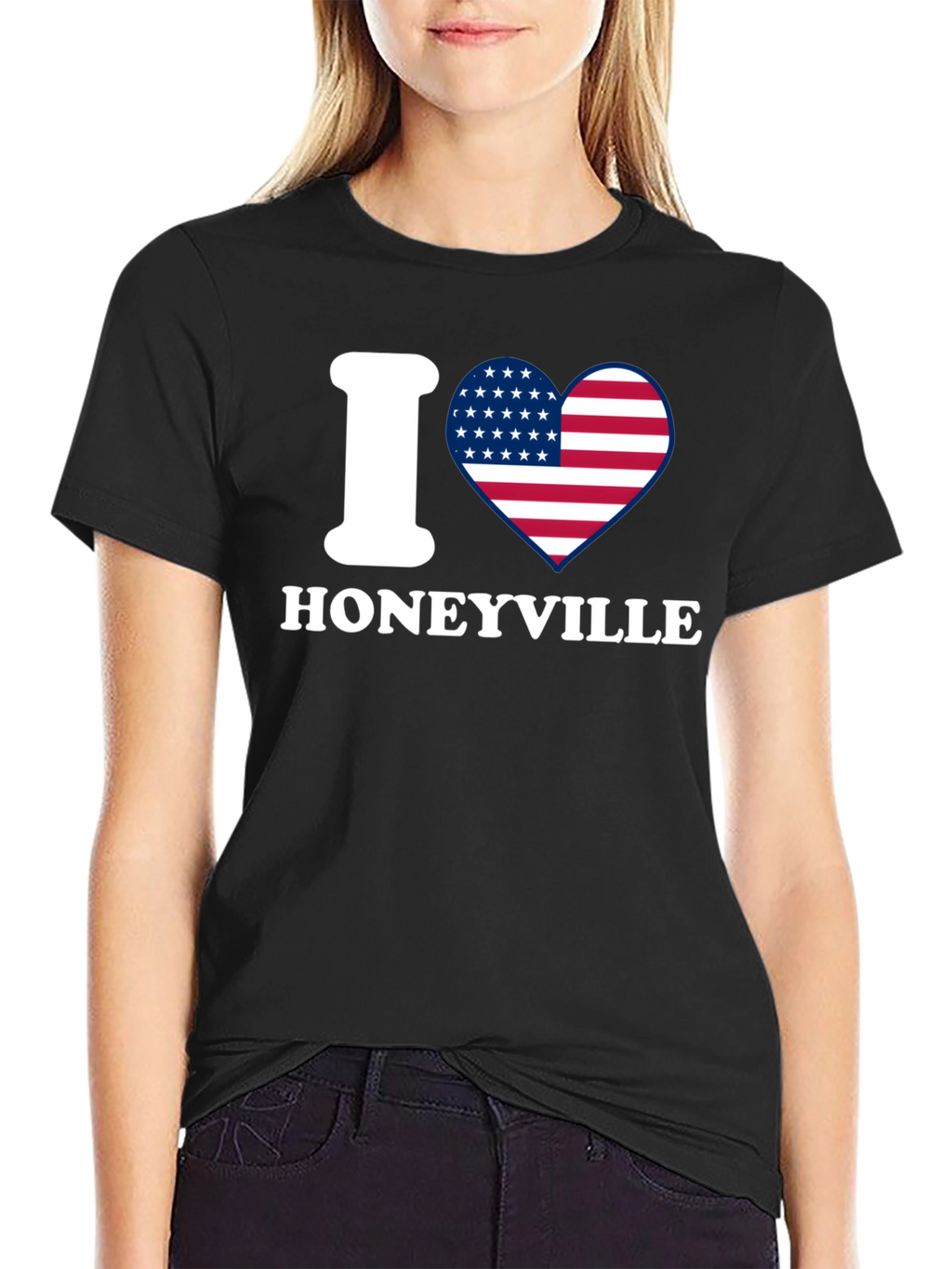 I Heart Honeyville USA Flag Graphic T-Shirt