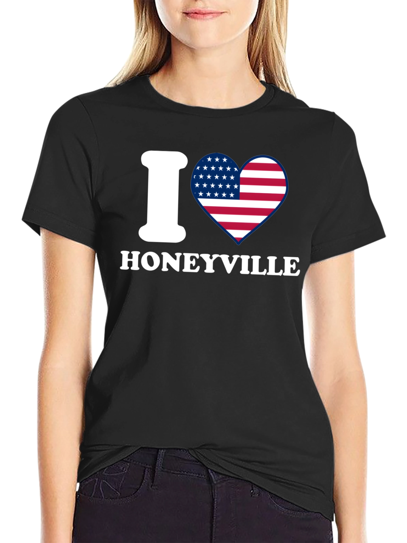 I Heart Honeyville USA Flag Graphic T-Shirt