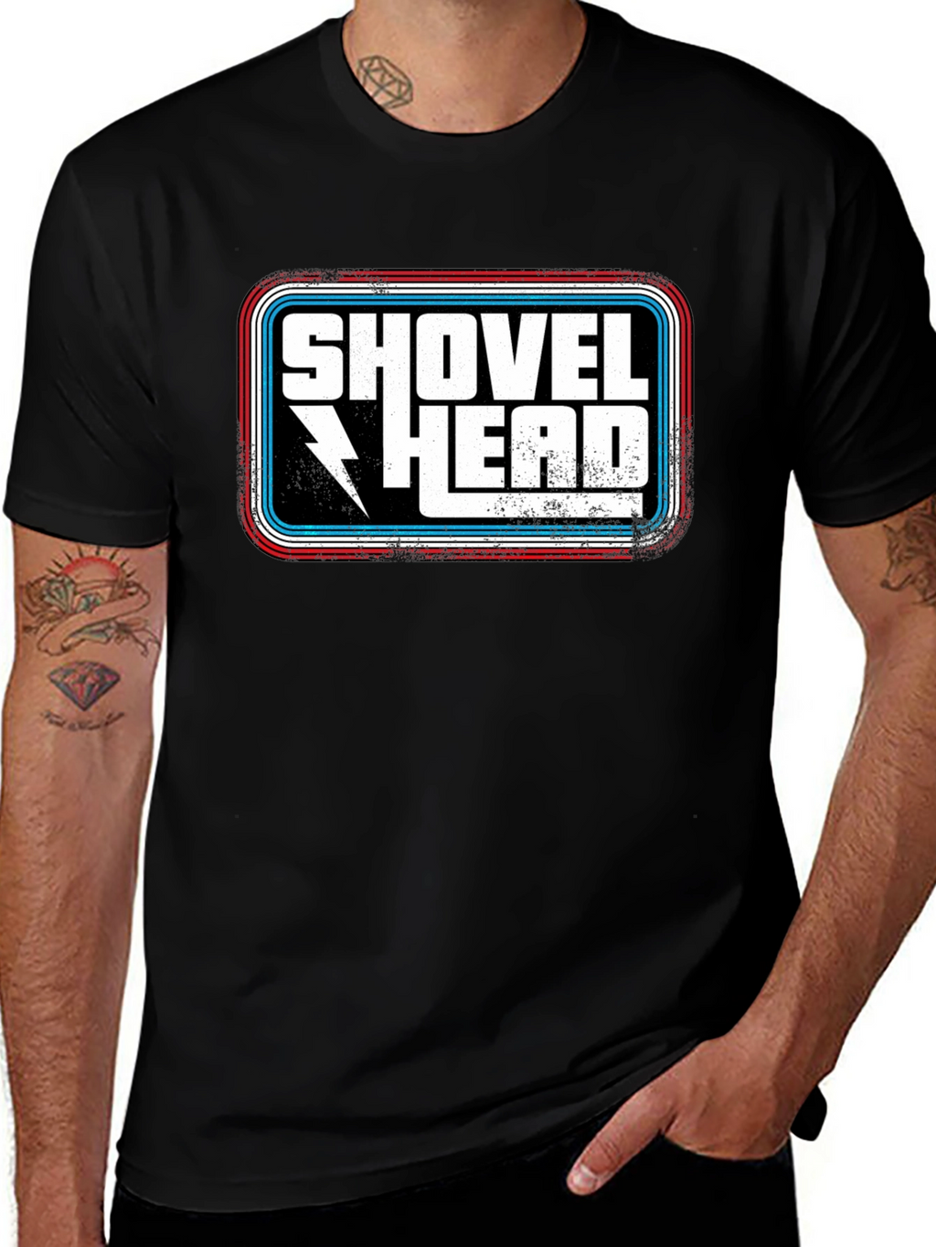 Shovel Head Graphic Tee - Retro Style Black T-Shirt