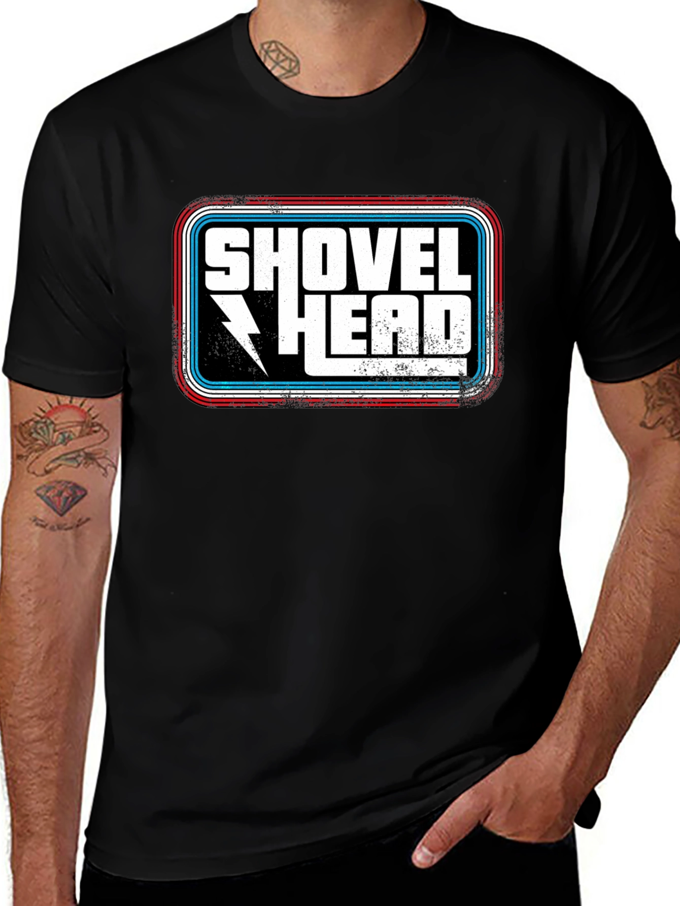 Shovel Head Graphic Tee - Retro Style Black T-Shirt