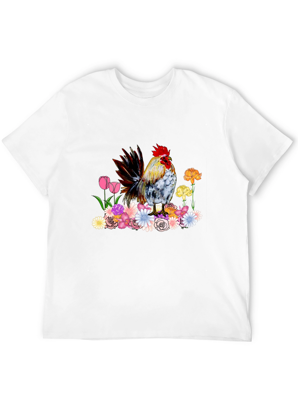 Rooster and Floral Graphic Tee