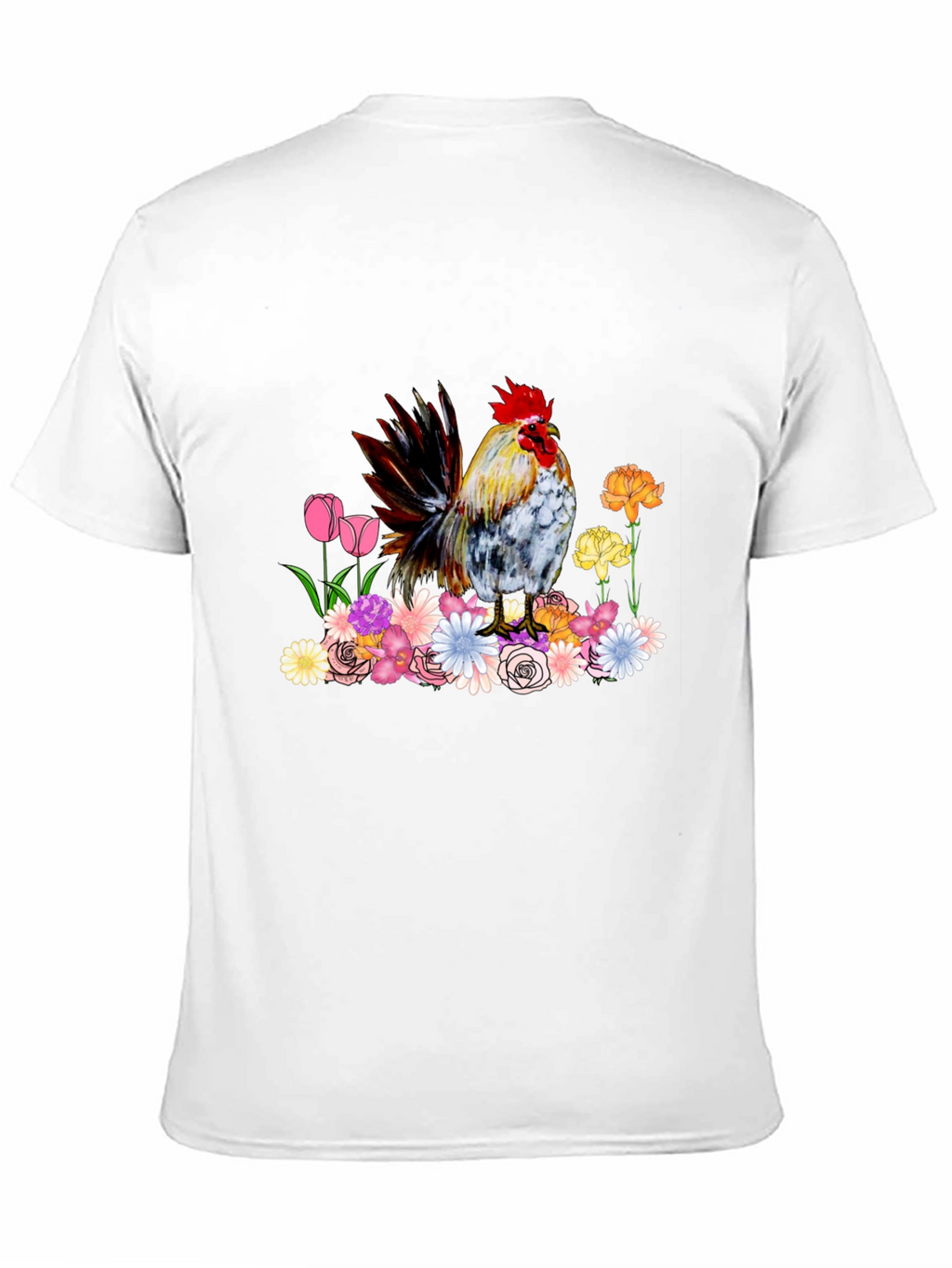 Rooster and Floral Graphic Tee