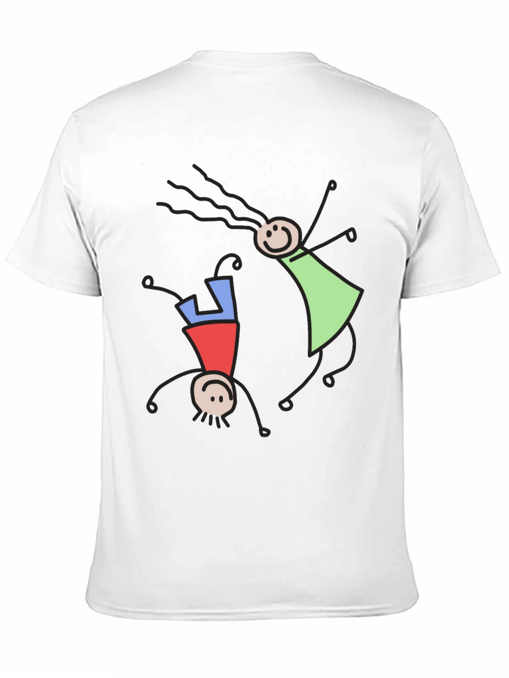 Whimsical Stick Figure Graphic Tee - Black