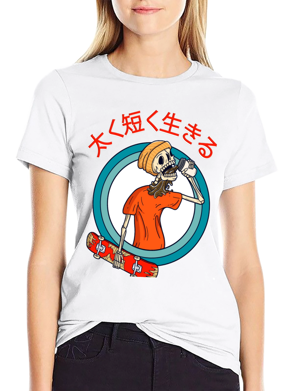 Skateboarding Skeleton Graphic Tee