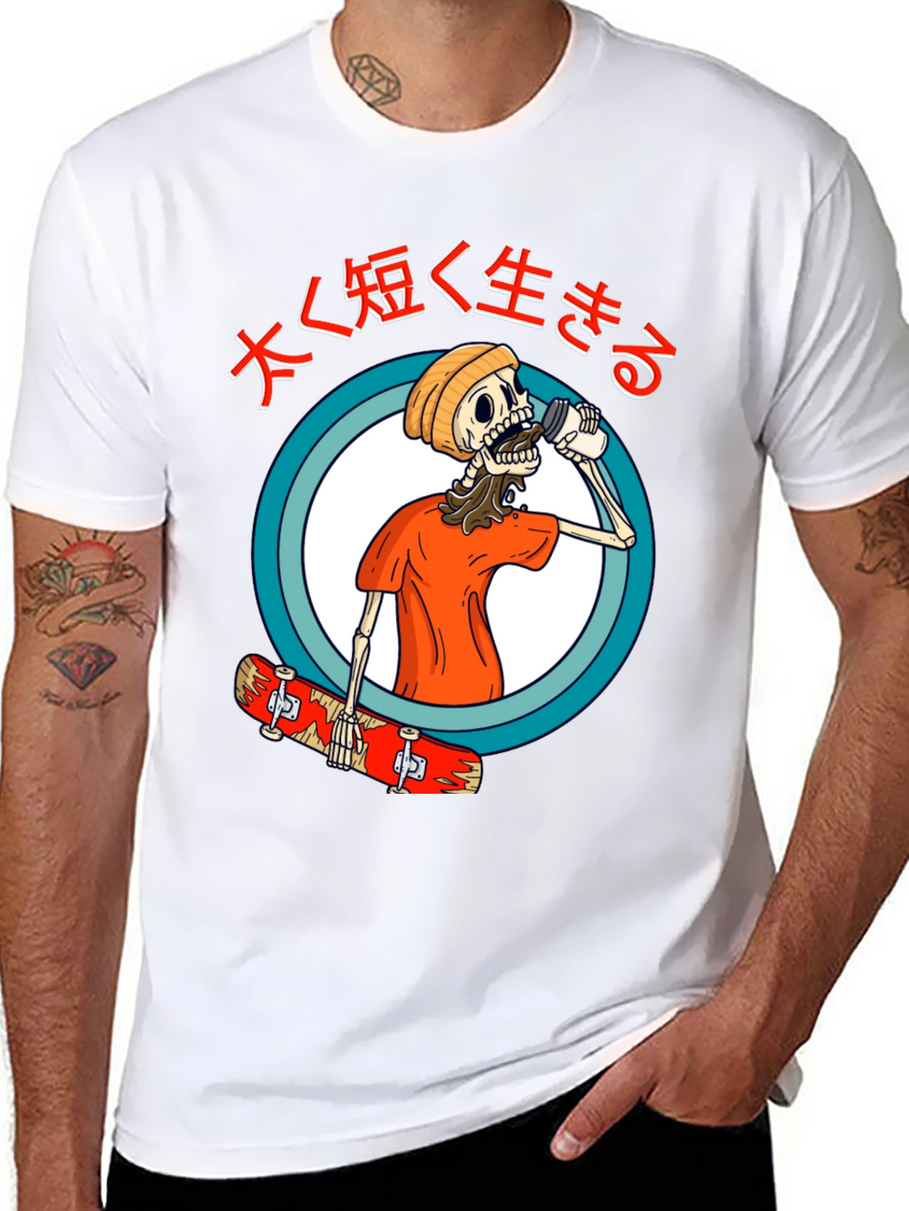 Skateboarding Skeleton Graphic Tee