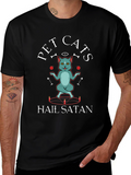 Pet Cats Hail Satan Graphic T-Shirt