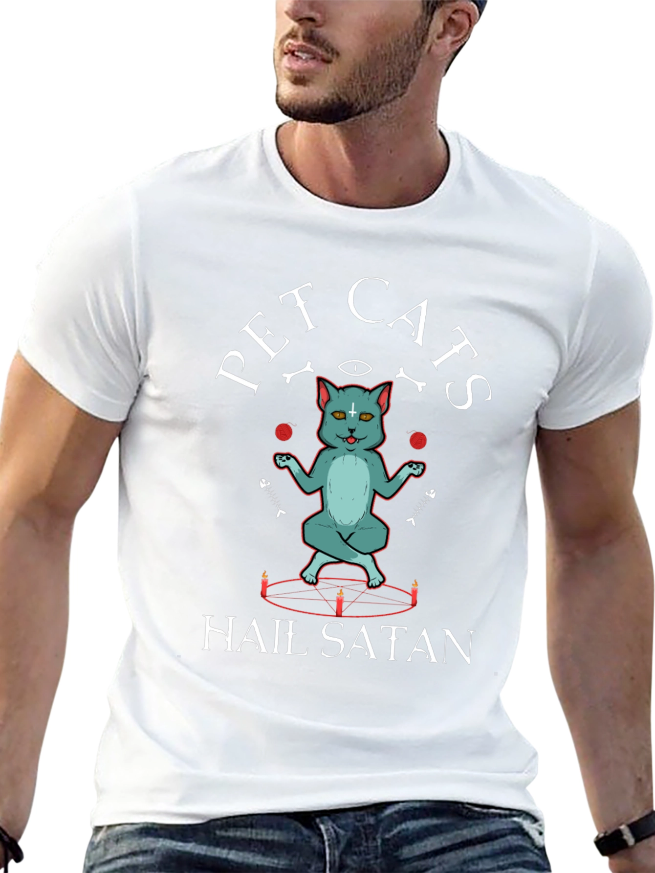 Pet Cats Hail Satan Graphic T-Shirt