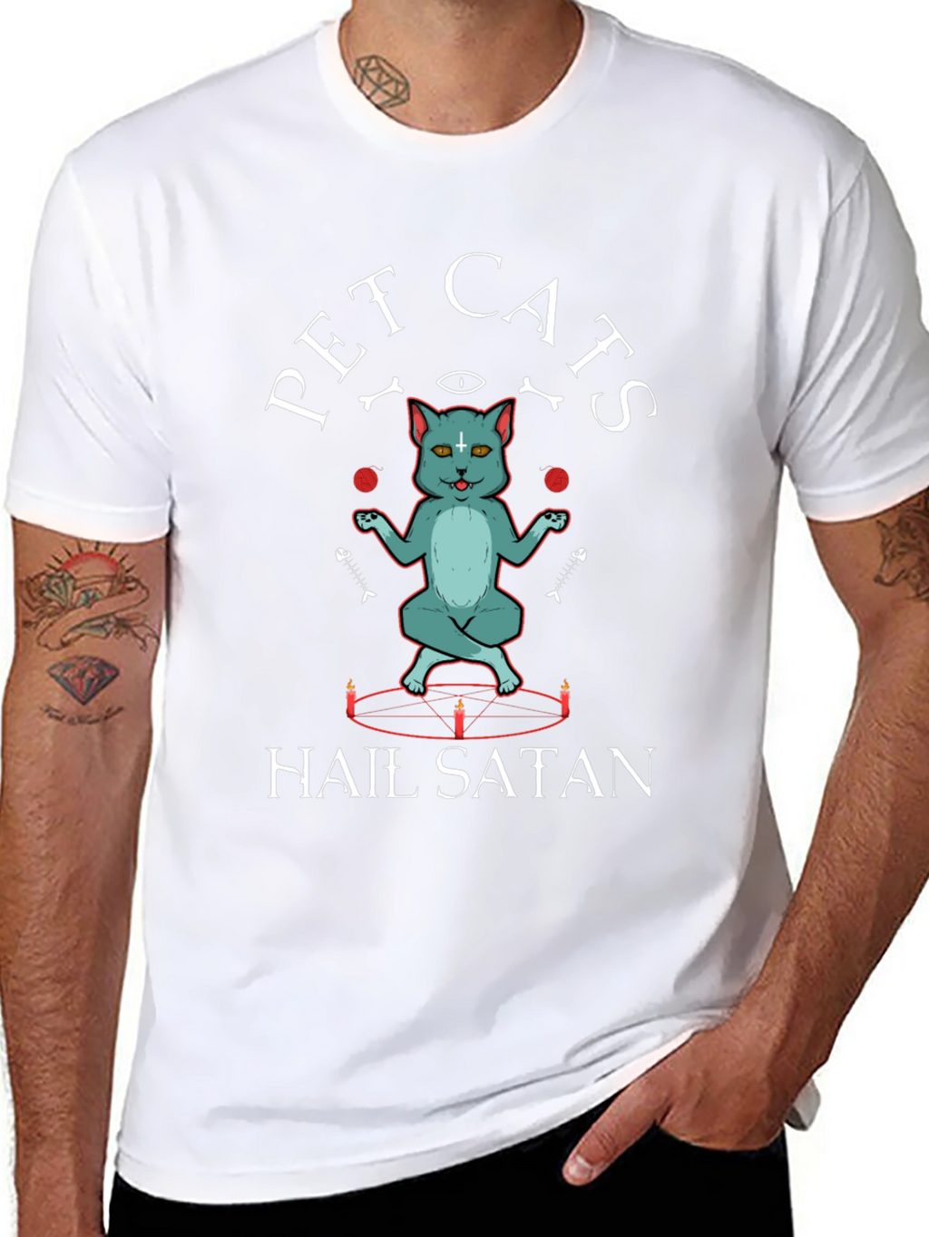 Pet Cats Hail Satan Graphic T-Shirt