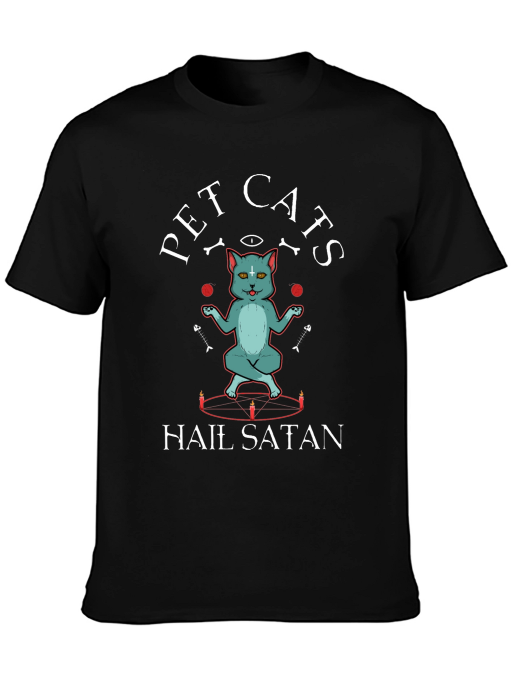 Pet Cats Hail Satan Graphic T-Shirt