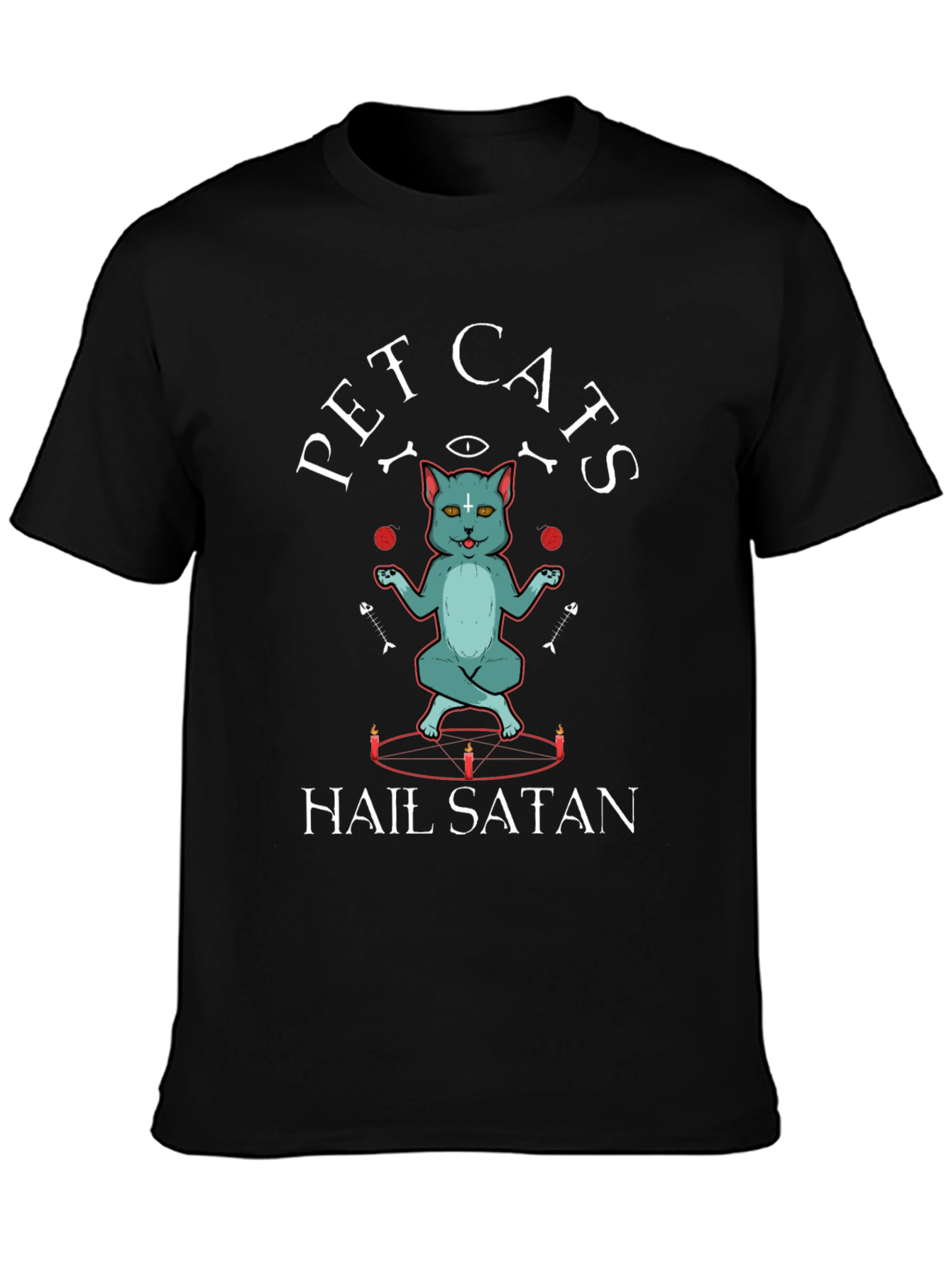 Pet Cats Hail Satan Graphic T-Shirt