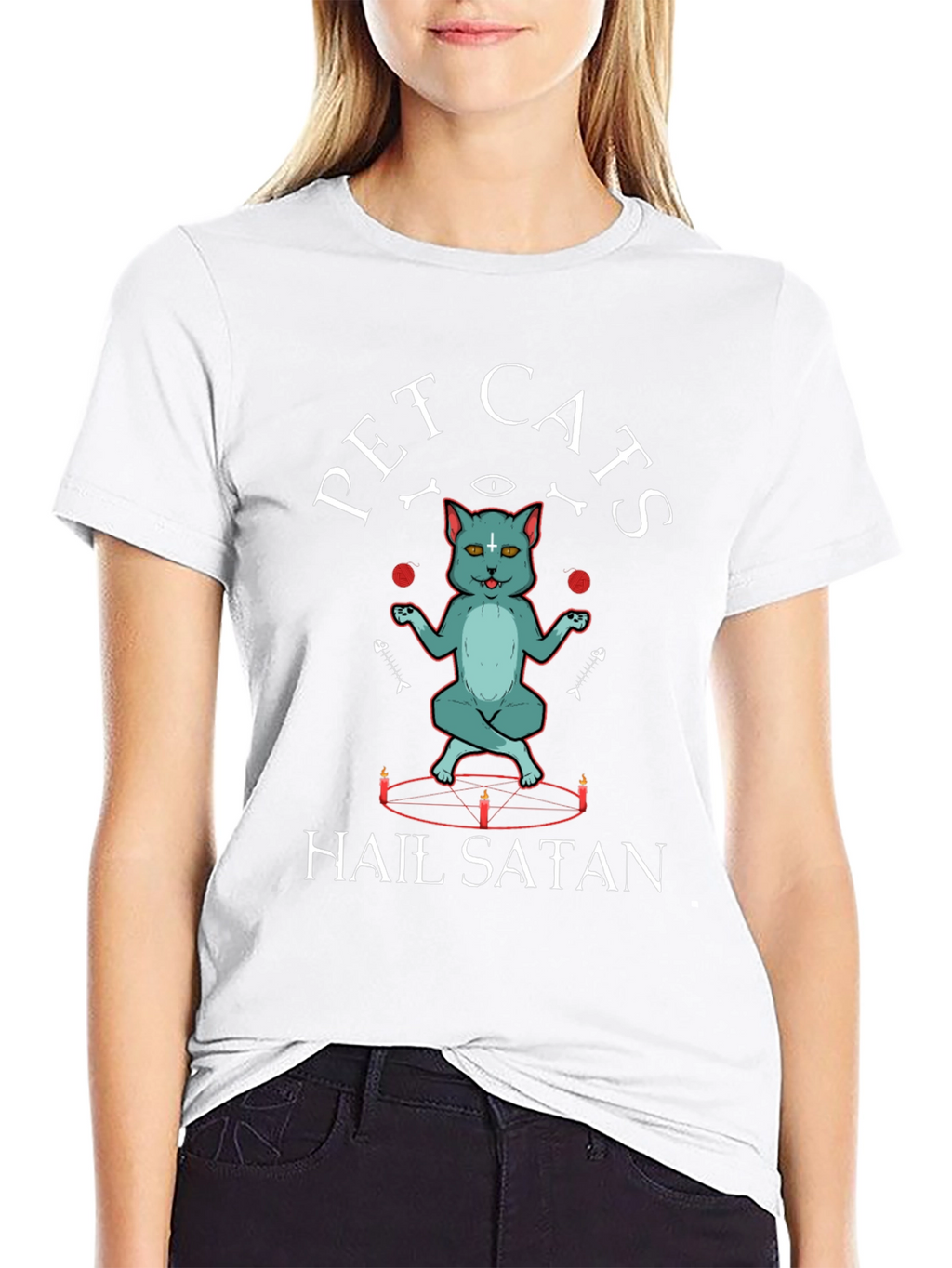 Pet Cats Hail Satan Graphic T-Shirt