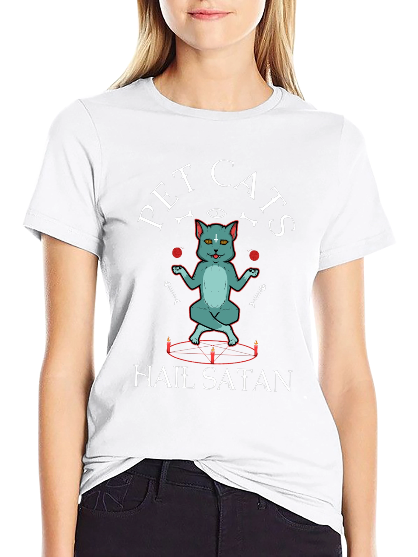 Pet Cats Hail Satan Graphic T-Shirt
