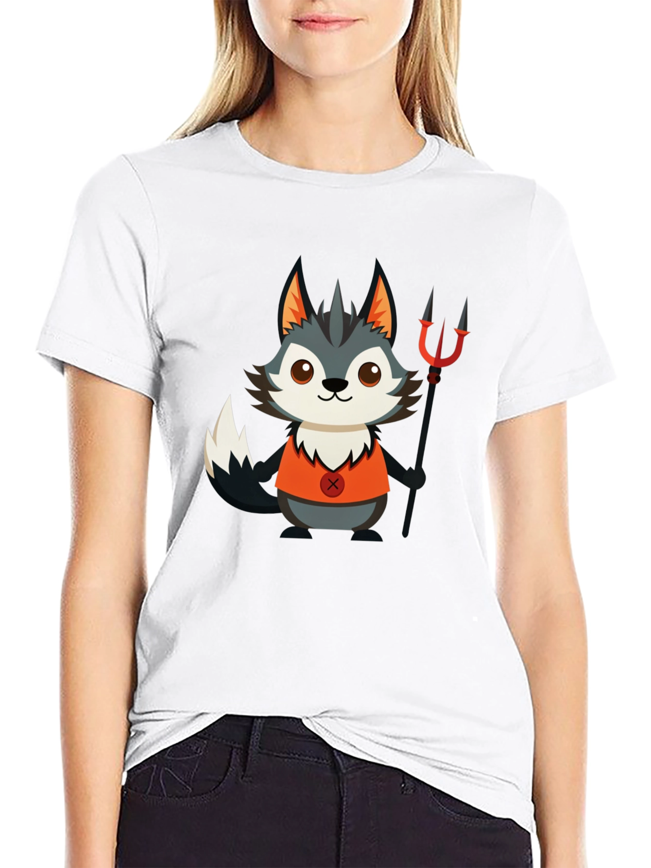Devil Wolf Cartoon Graphic T-Shirt