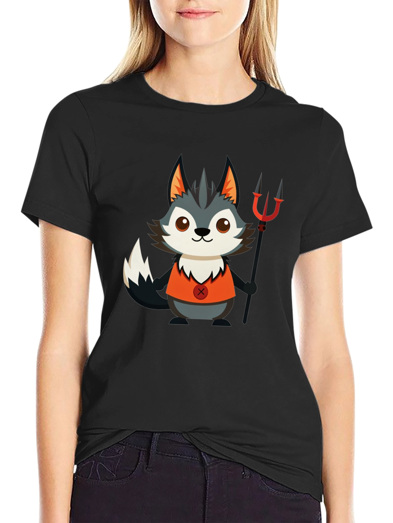 Devil Wolf Cartoon Graphic T-Shirt