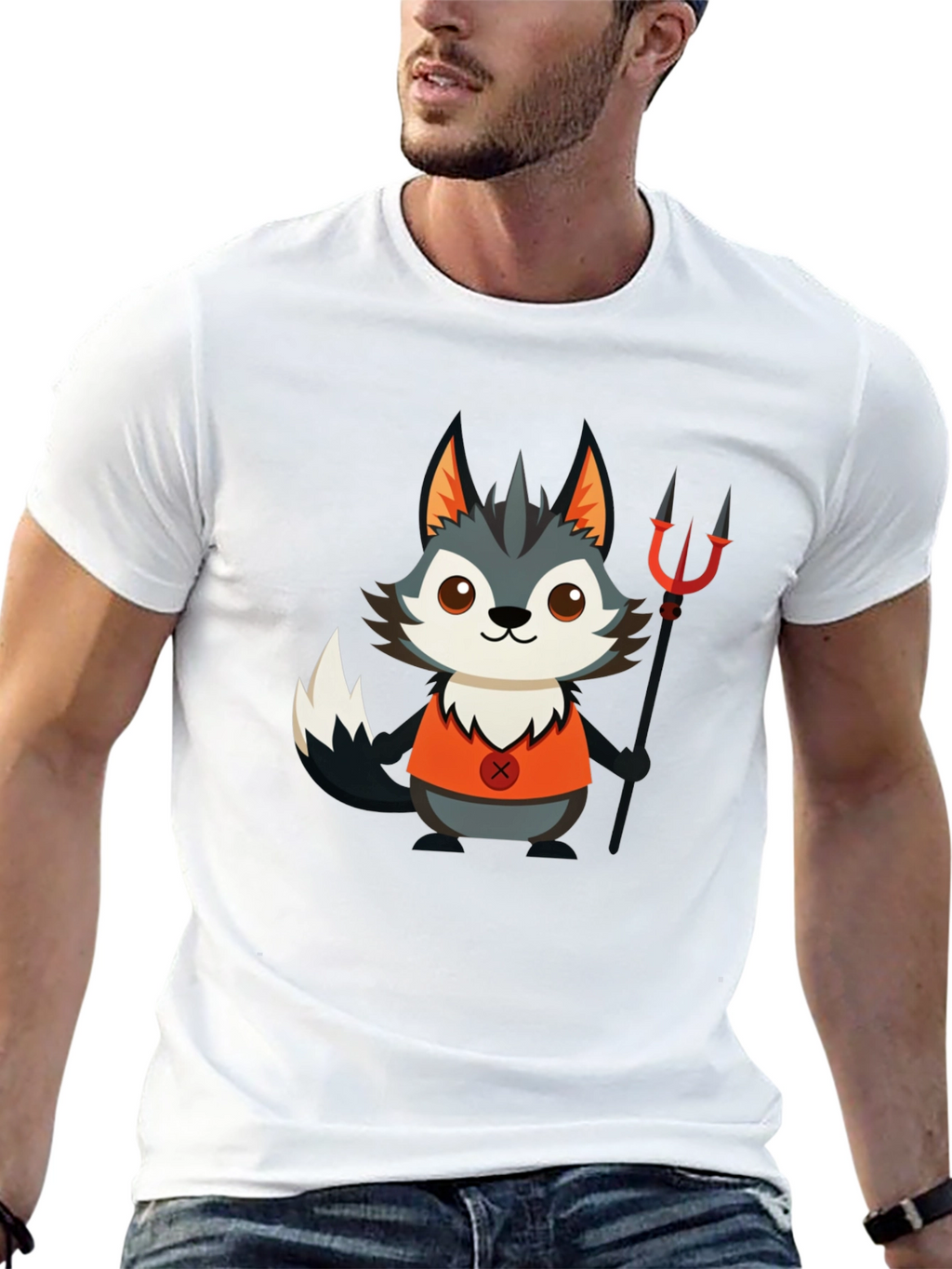Devil Wolf Cartoon Graphic T-Shirt