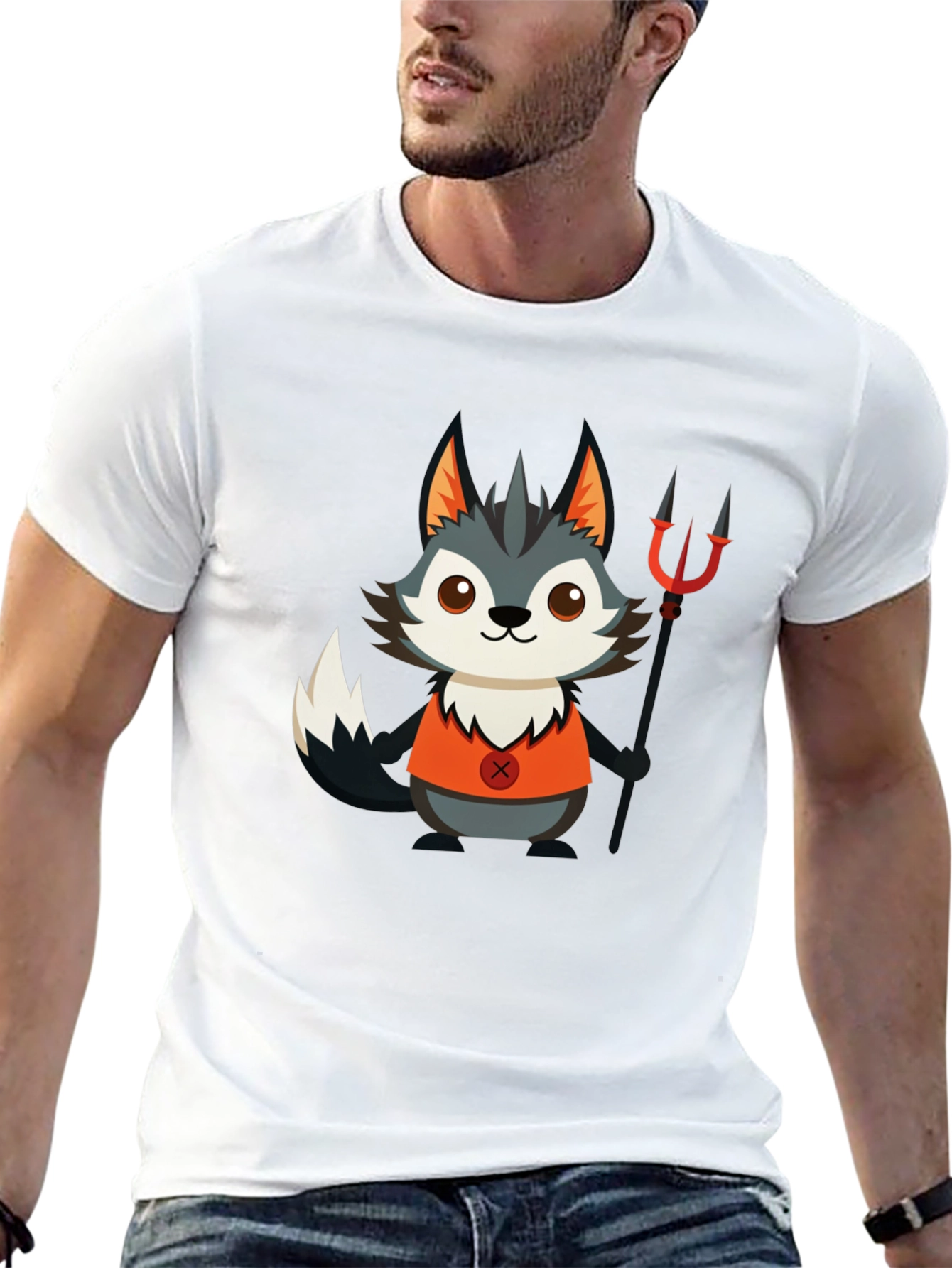 Devil Wolf Cartoon Graphic T-Shirt