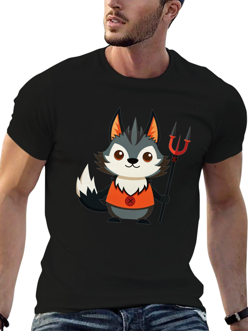 Devil Wolf Cartoon Graphic T-Shirt
