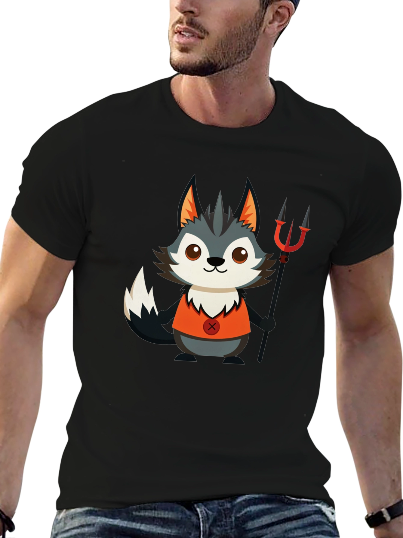 Devil Wolf Cartoon Graphic T-Shirt