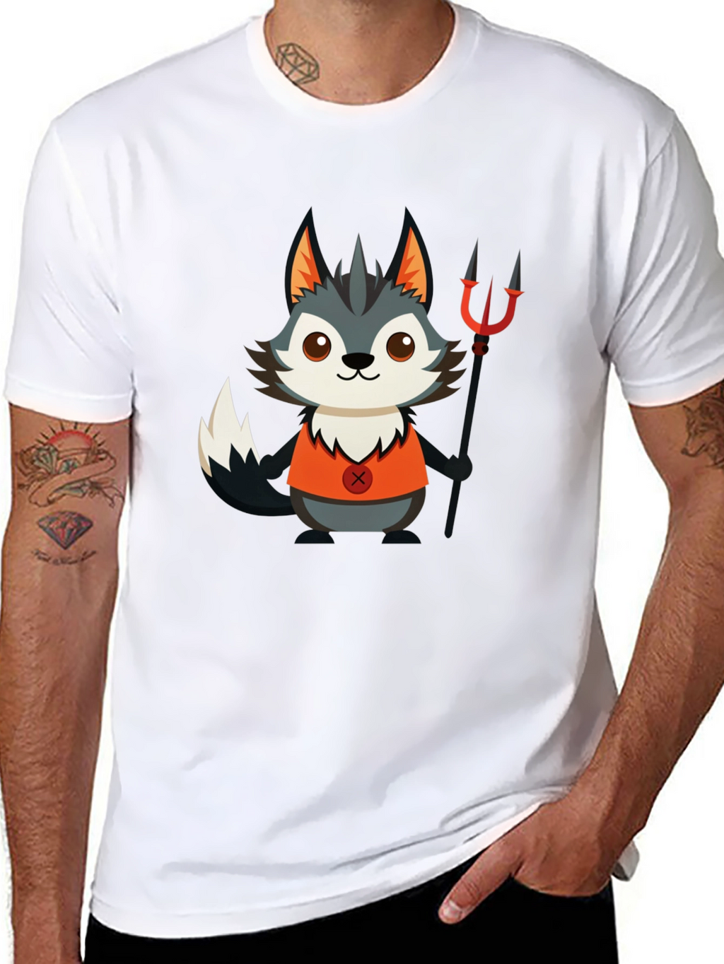 Devil Wolf Cartoon Graphic T-Shirt