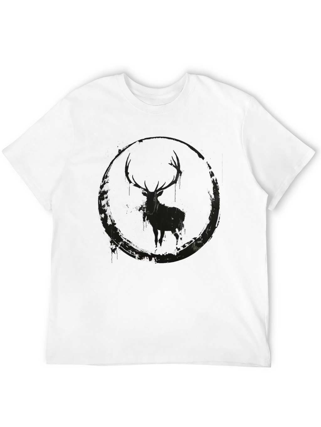 Black Deer Silhouette Graphic Tee - Mens Casual Shirt