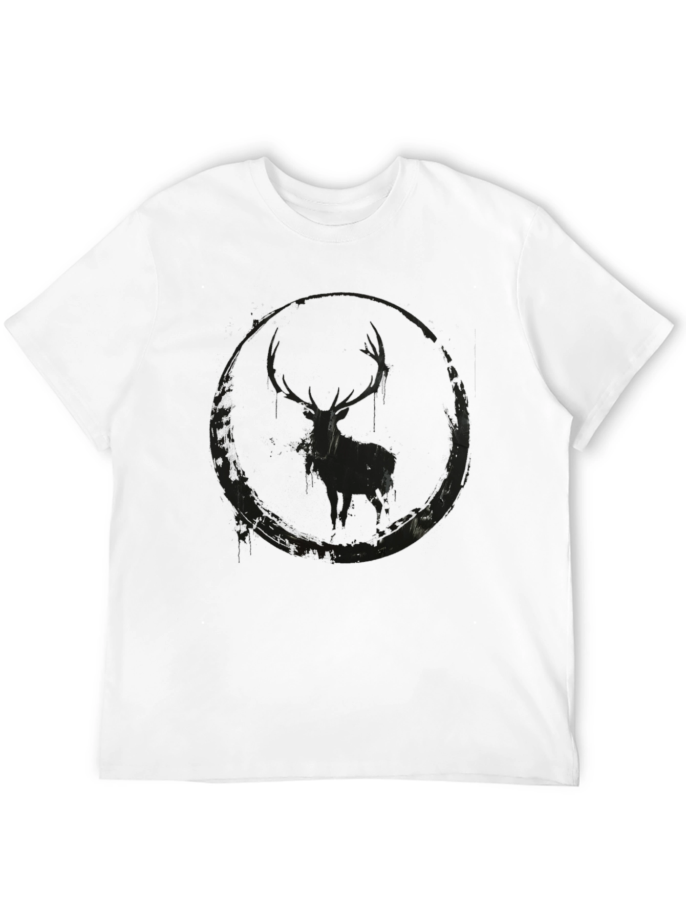 Black Deer Silhouette Graphic Tee - Mens Casual Shirt