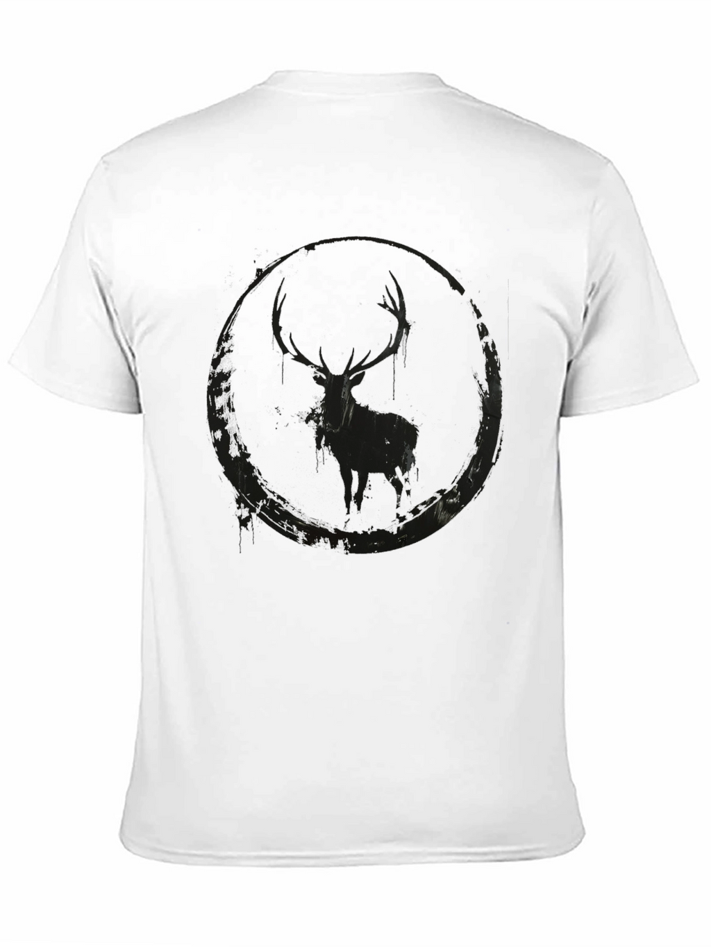 Black Deer Silhouette Graphic Tee - Mens Casual Shirt