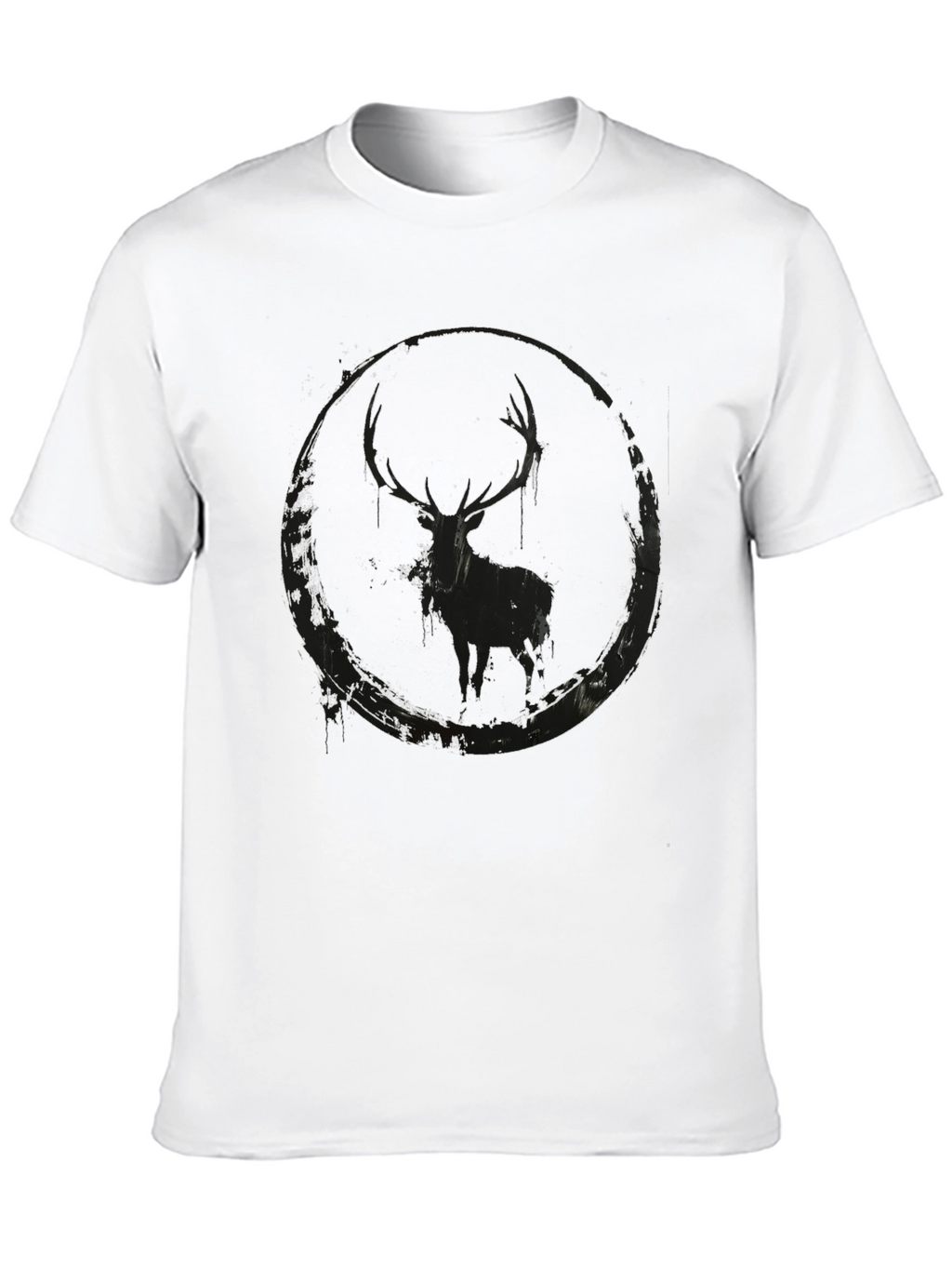 Black Deer Silhouette Graphic Tee - Mens Casual Shirt