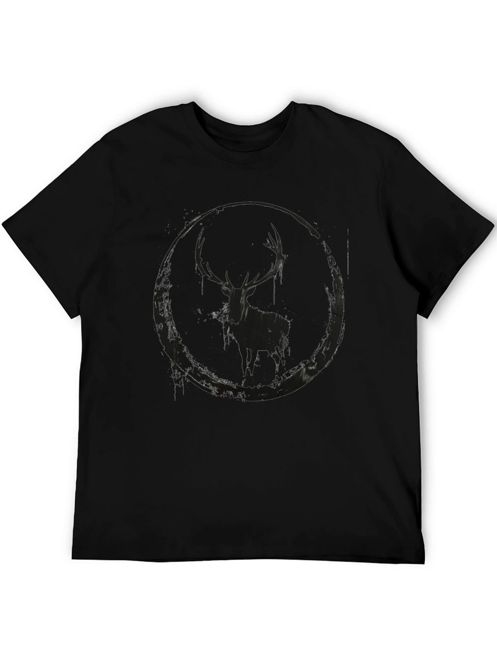 Black Deer Silhouette Graphic Tee - Mens Casual Shirt