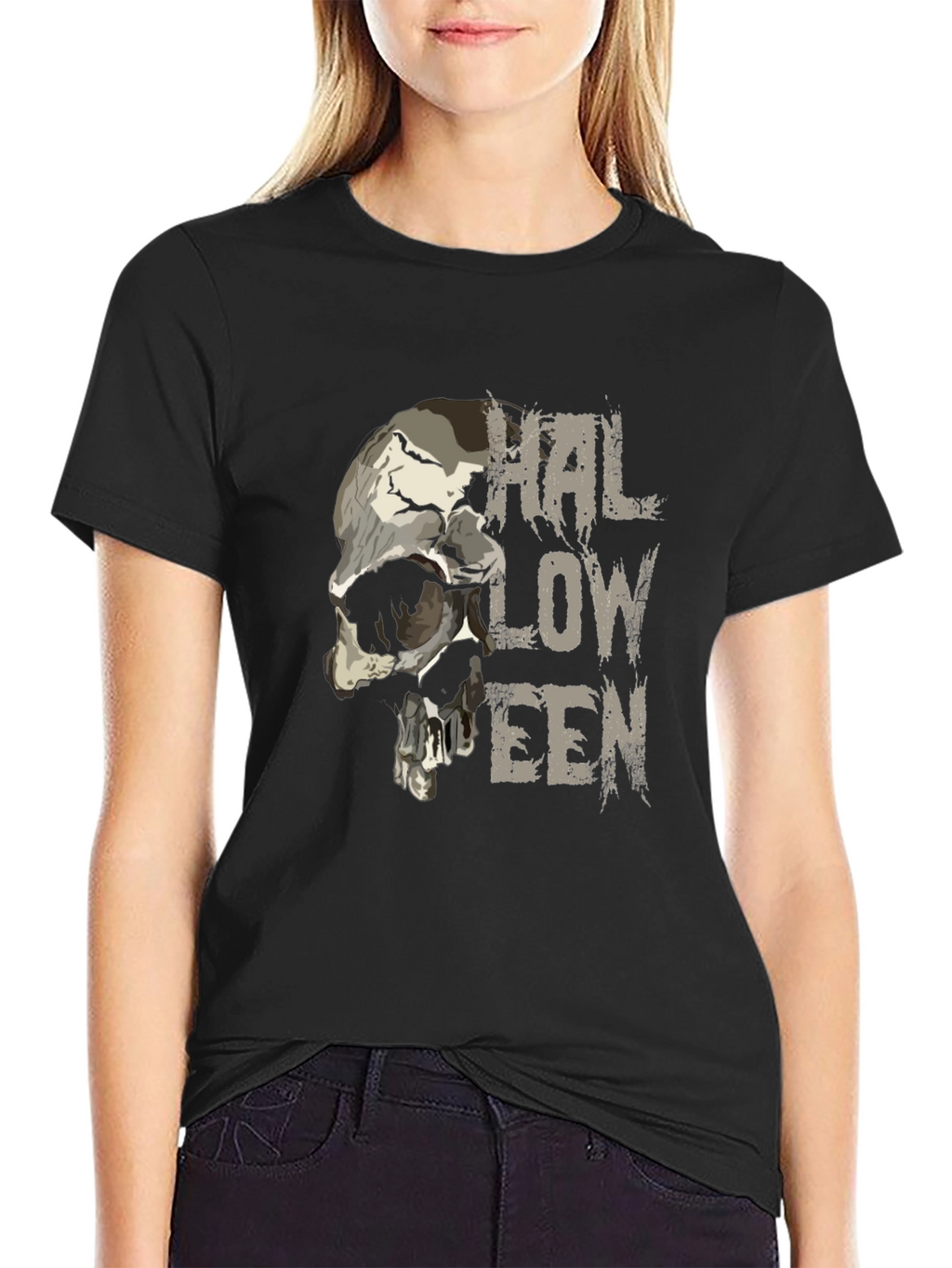 Halloween Skull Graphic T-Shirt - Mens Black Tee