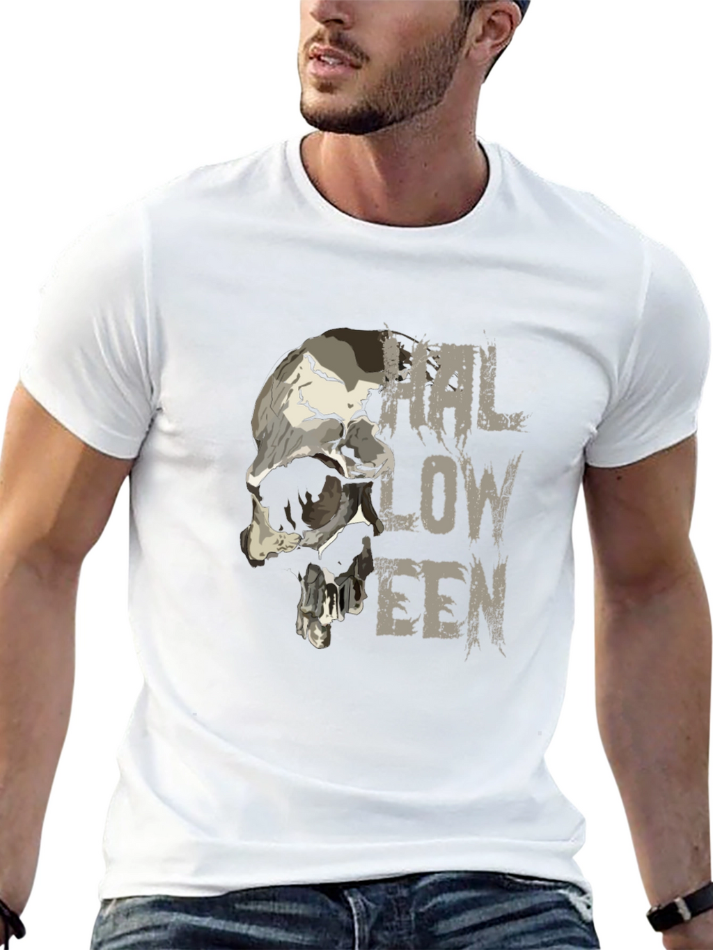 Halloween Skull Graphic T-Shirt - Mens Black Tee